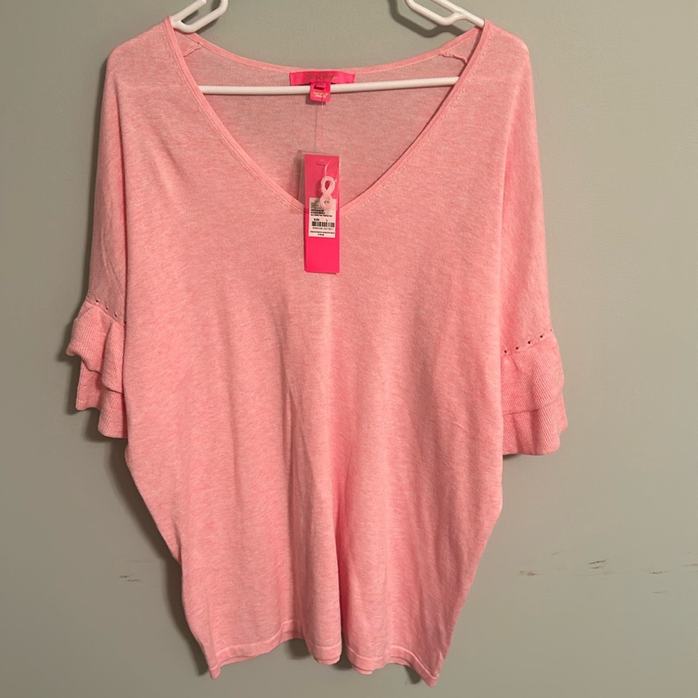 Lilly Pulitzer Fontaine Pink Bell Sleeve Top - L Top is brand new with tags.